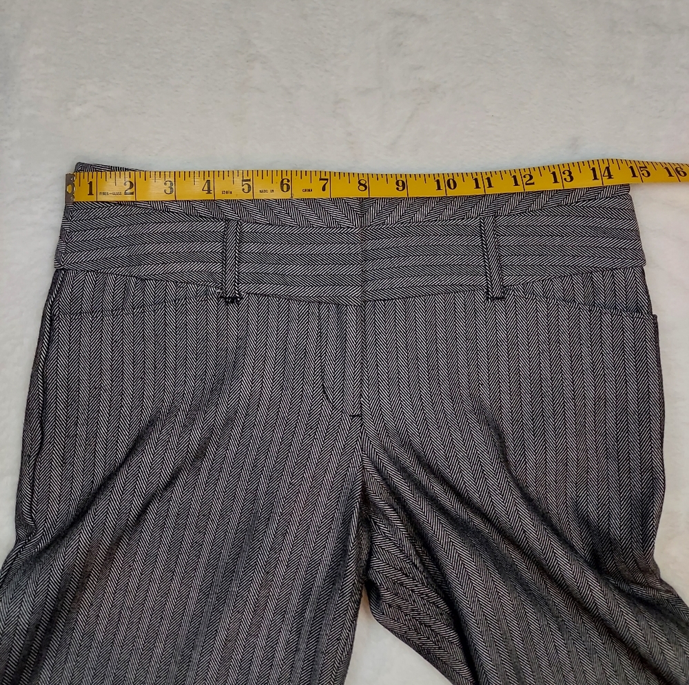 Express Editor Black Gray Striped Mid Rise Trouser Dress Pants Size 2R - Picture 6 of 13
